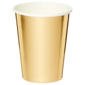KIT 10 COPOS 270ML PAPEL DOURADO