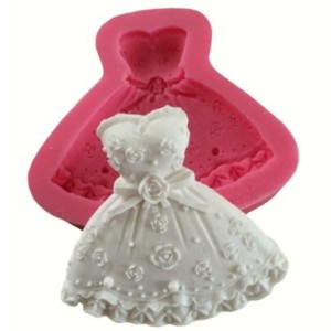 MOLDE EM SILICONE PARA CONFEITARIA VESTIDO